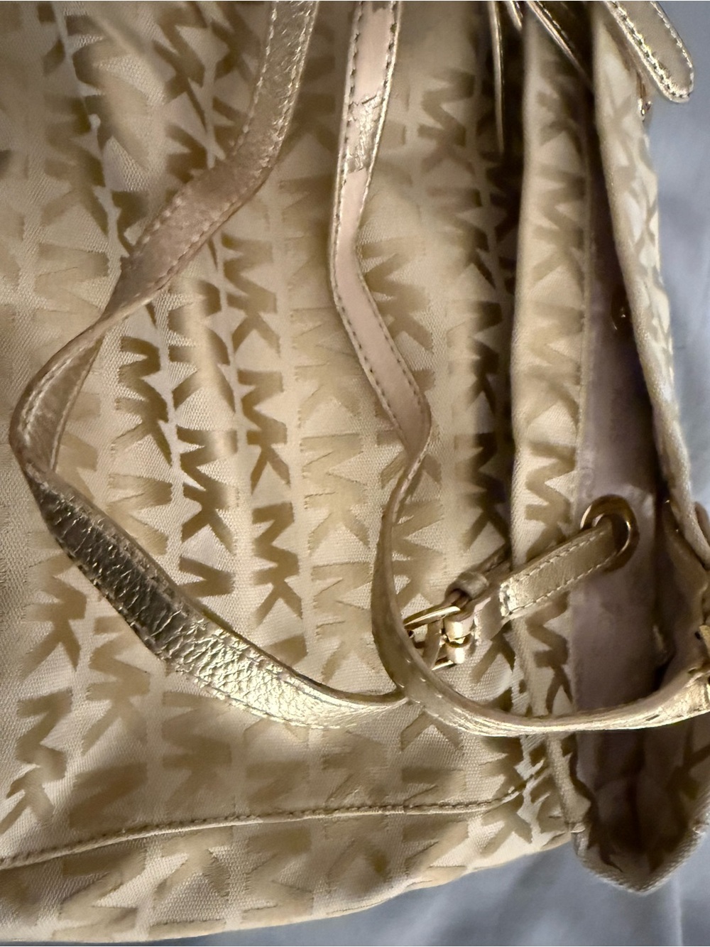 Michael Kors Metallic Gold MK Monogram Tote - Picture 3 of 7